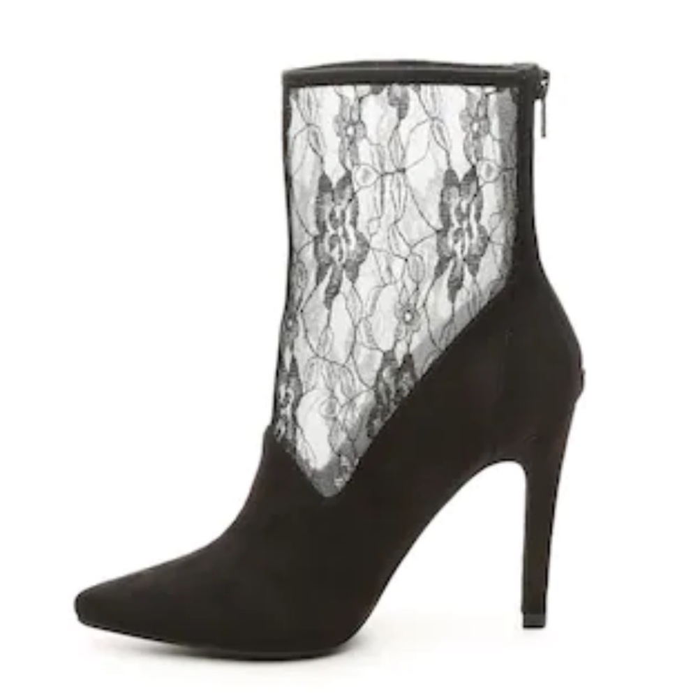 DIBA Black Faux Suede & Lace Bootie